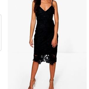 Boohoo Boutique  Black Crochet Midi Dress